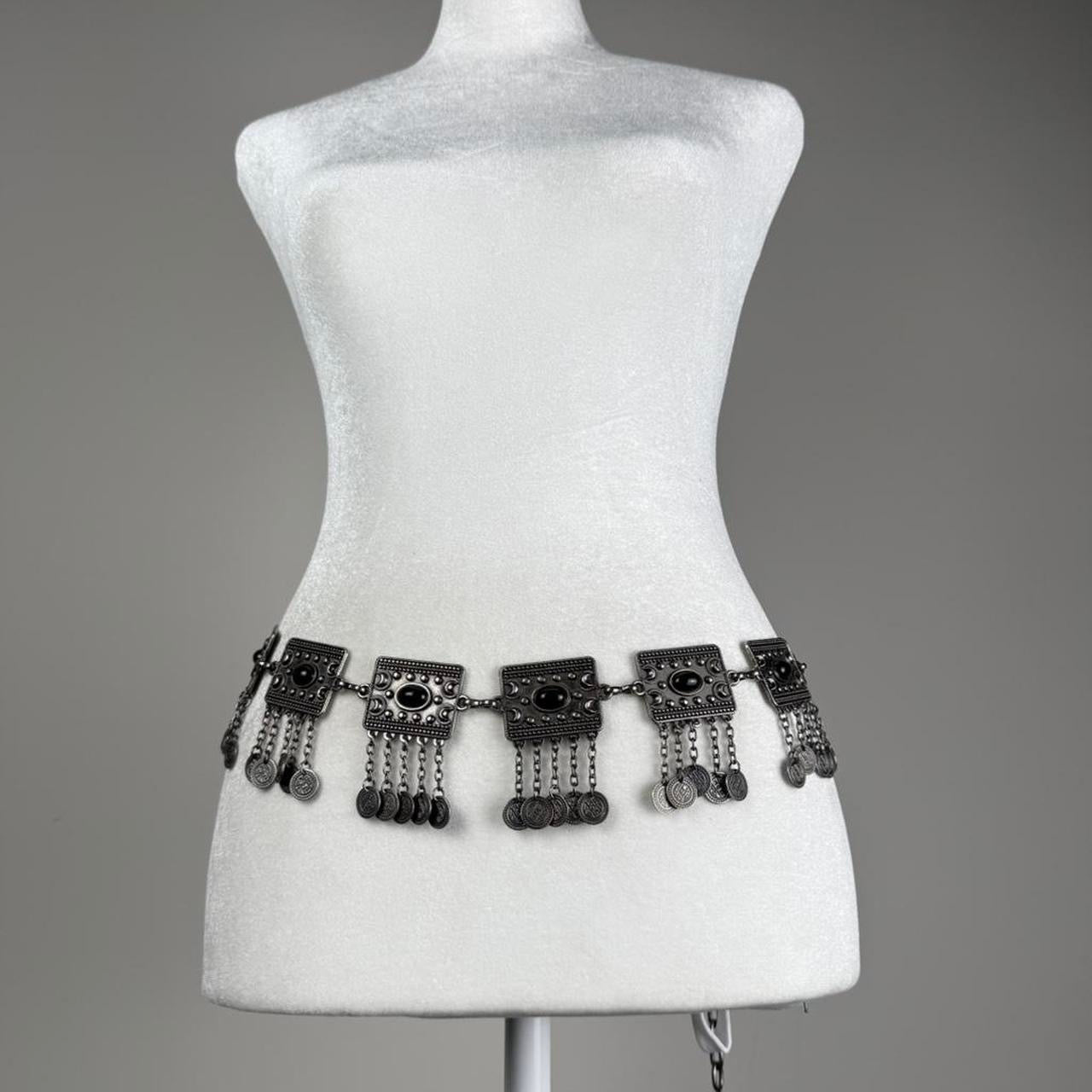 Silver tone chain belt
