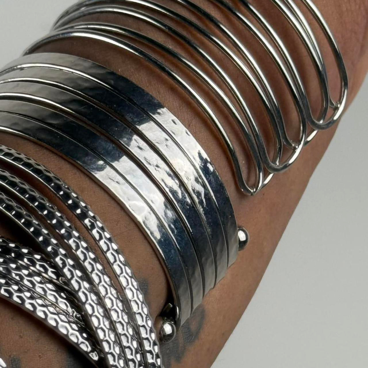 Silver tone cuff stack
