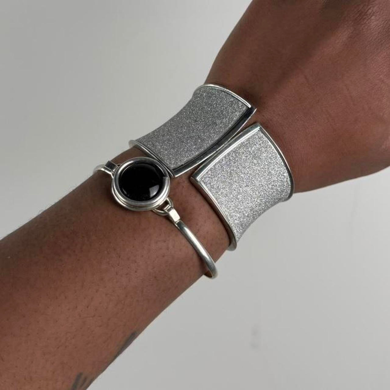 Silver tone cuff stack