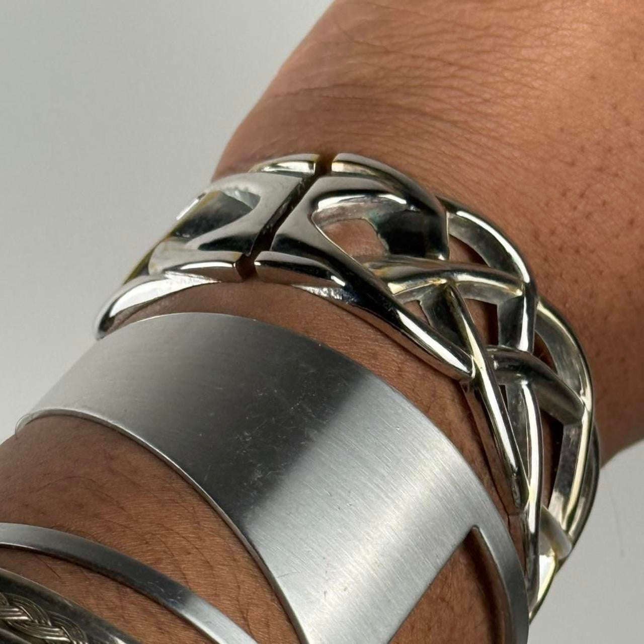 Silver tone cuff stack