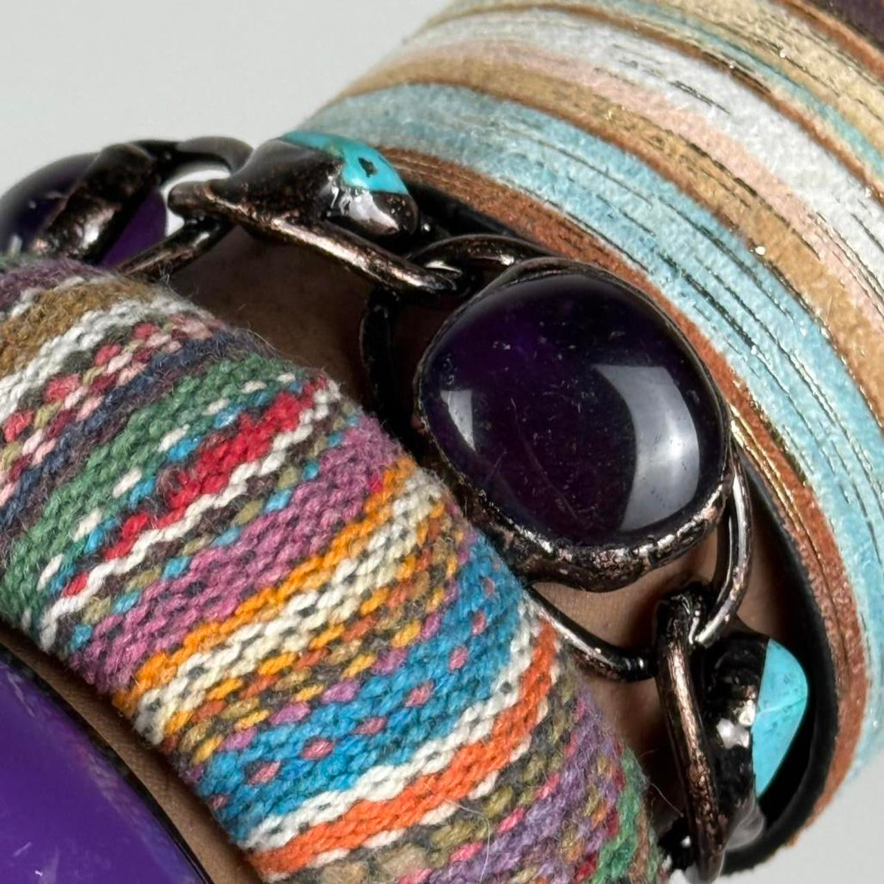 Multicolored bangle cuff stack