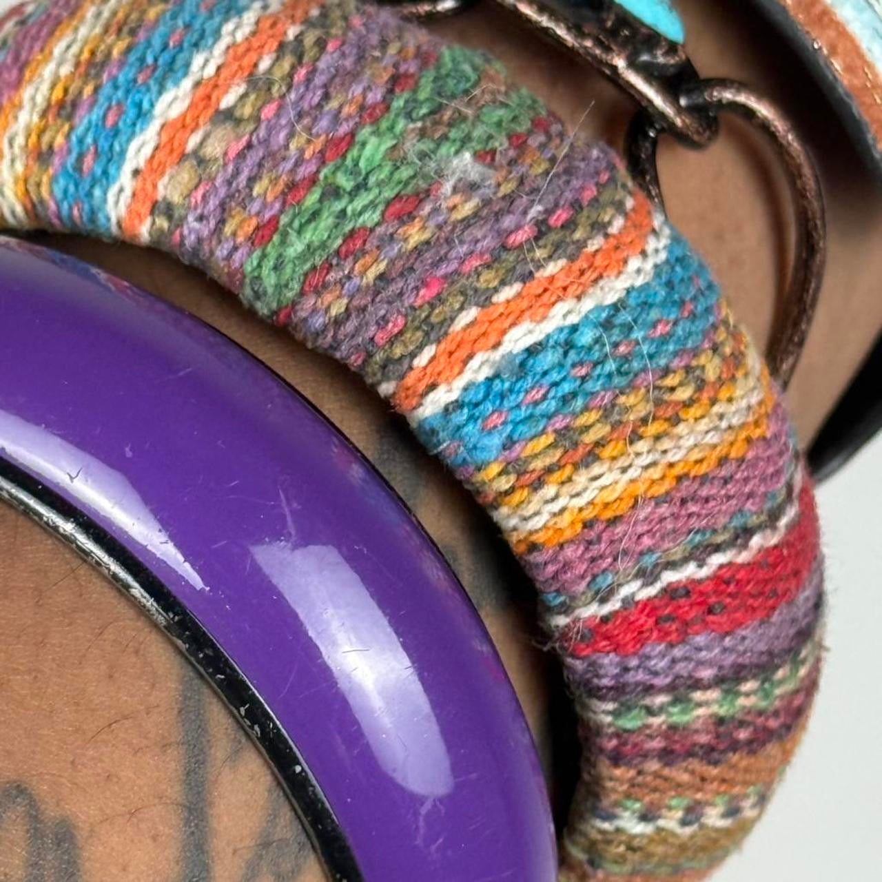 Multicolored bangle cuff stack
