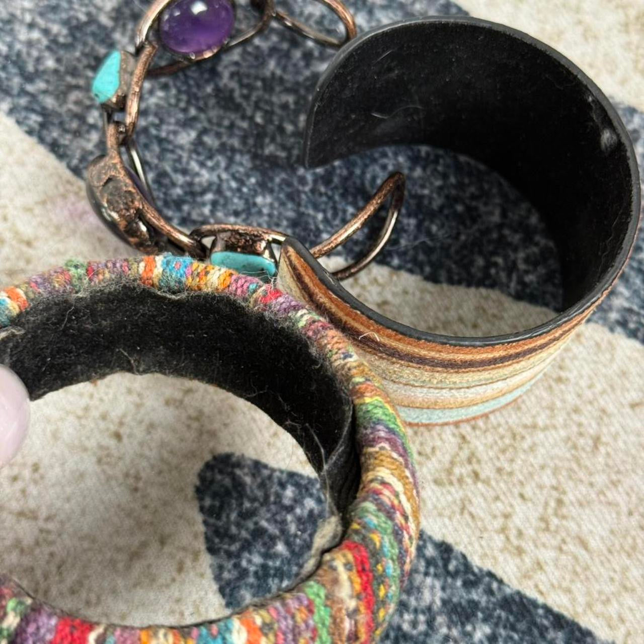 Multicolored bangle cuff stack