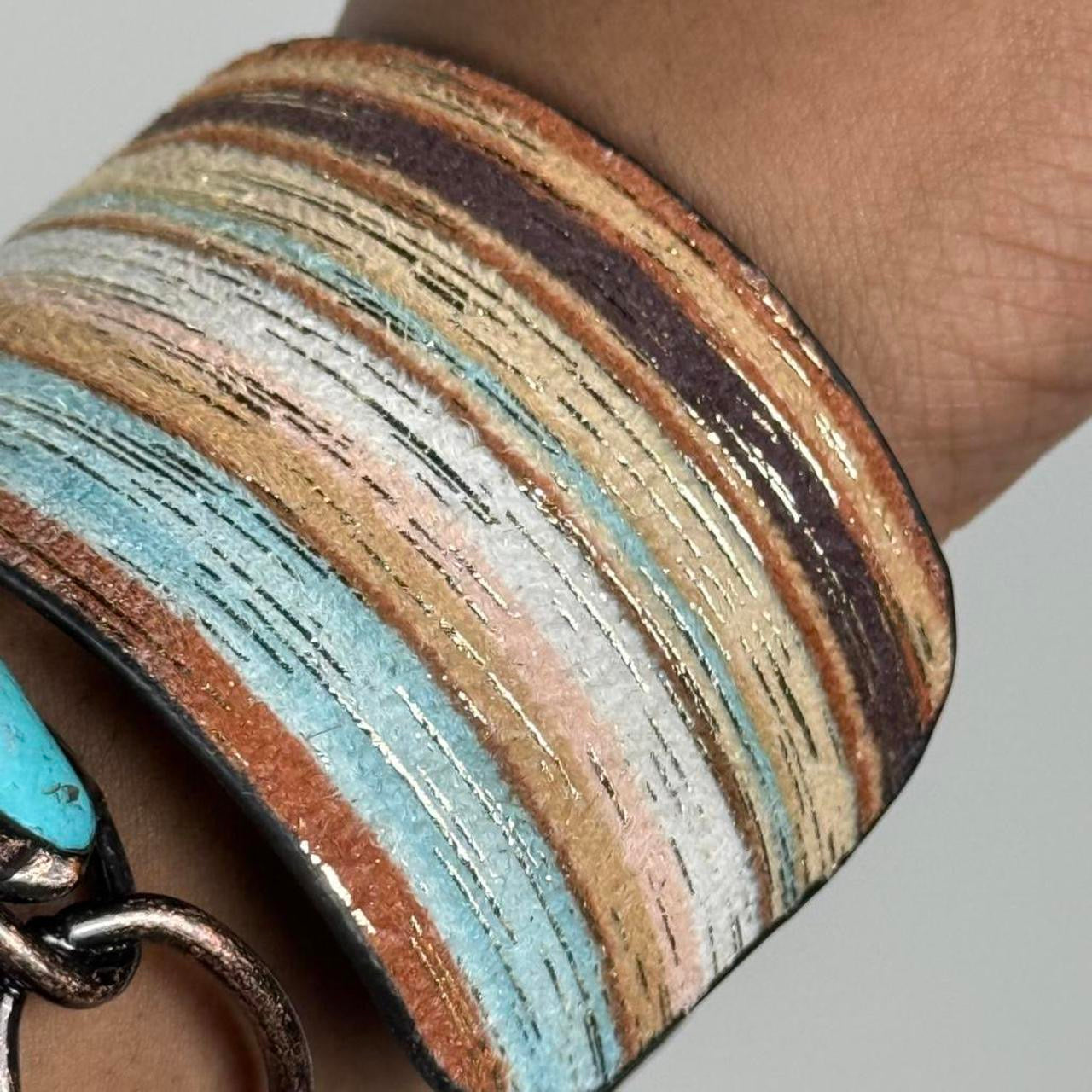 Multicolored bangle cuff stack